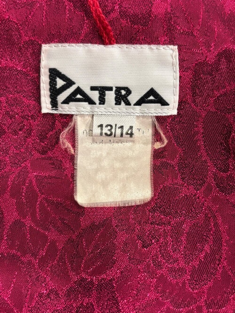 Vintage PATRA Dress 13/14 Red Jacquard Peplum Cocktail Party Midi - Picture 6 of 10